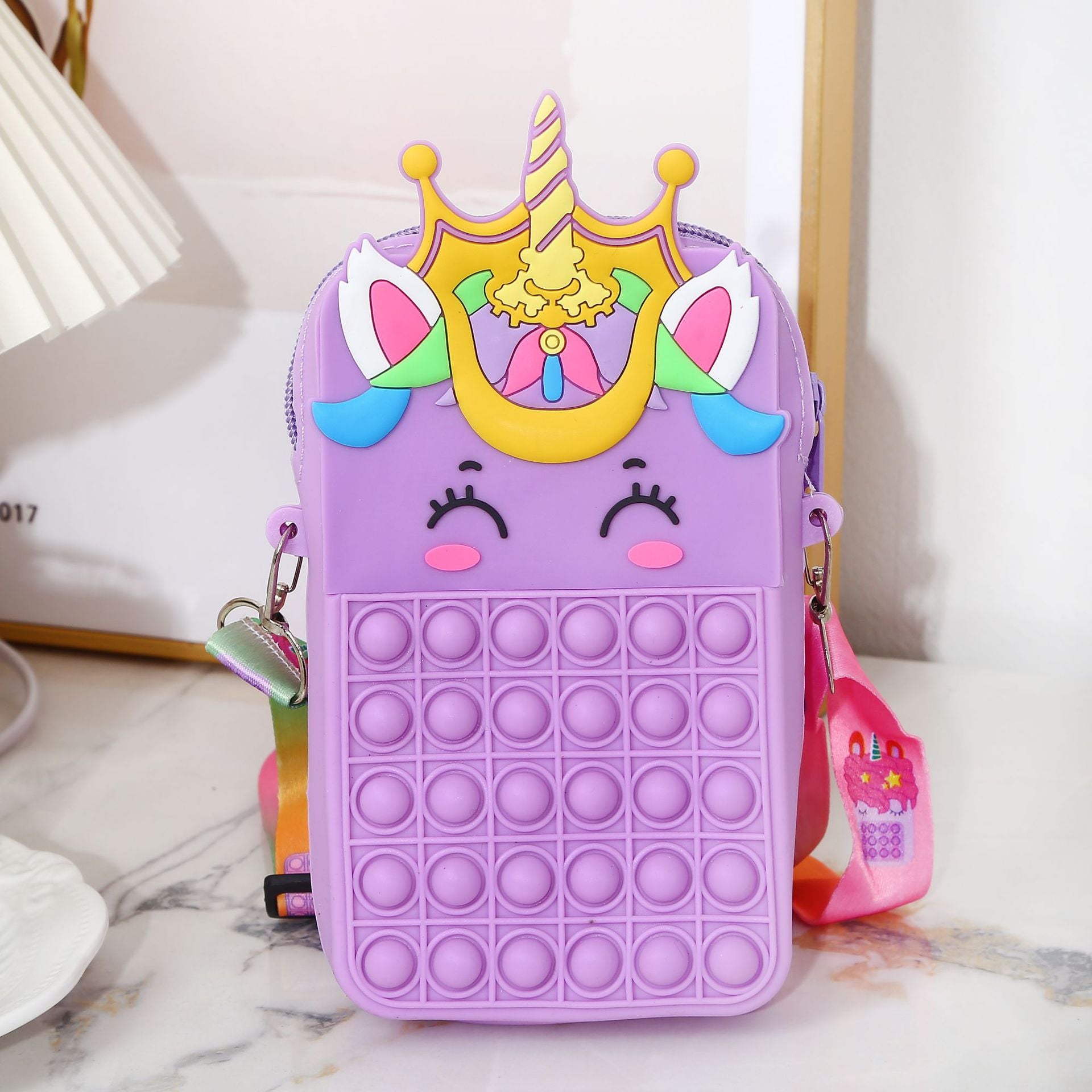 Niños al por mayor Bolsa de hombro de silicona de unicornio grande